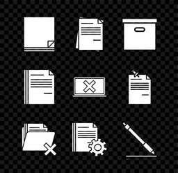 set file document carton cardboard box delete vector image