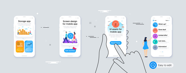 Time management swipe up and coronavirus line vector