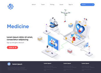 Medicine isometric landing page modern vector