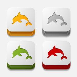 square button dolphin vector