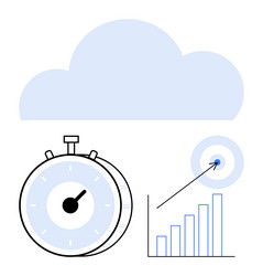 stopwatch target with arrow and bar graph under vector image