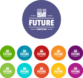 future computers icons set color vector image