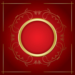 gold frame - transparent shadow on red background vector image