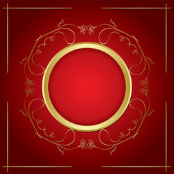 Gold frame - transparent shadow on red background vector