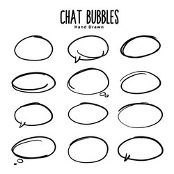 Hand drawn chat bubbles and circular oval frames vector