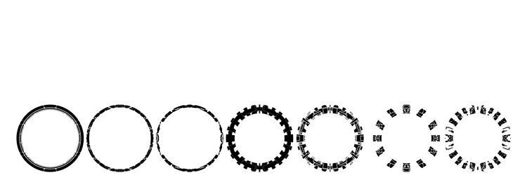 image is a series of five circular interface vector image
