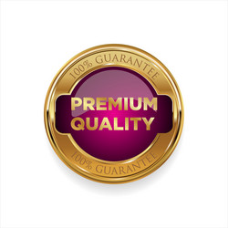 premium quality golden badge isolated on white vector