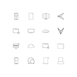 network and database simple linear icons set vector image
