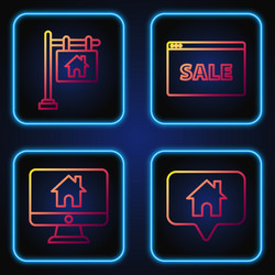 set line map pointer with house computer monitor vector image