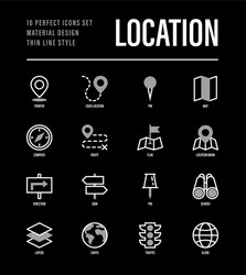 location and navigation set pointer pin folded vector image