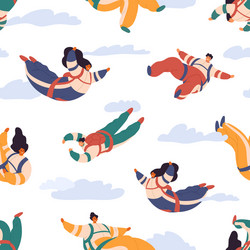 seamless pattern with happy people skydiving Vector Image