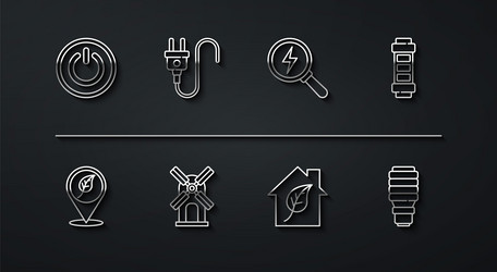 set line power button location with leaf battery vector image