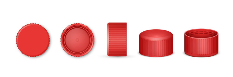 set of 3d bottle cap or realistic lid for water vector