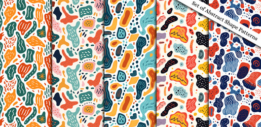 set of seamless patterns with abstract hand drawn vector image
