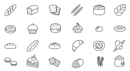 Bread and bakery icons set Royalty Free Vector Image