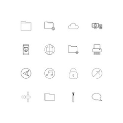 network and database simple linear icons set vector image