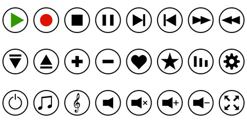 Media player icon set Royalty Free Vector Image