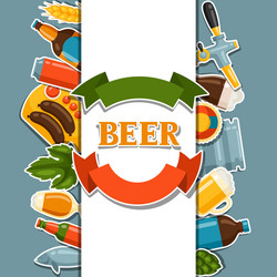 background design with beer stickers and objects vector image