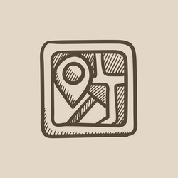 map with pointer sketch icon vector image