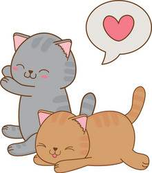 Kawaii Heart Cats Vector Image