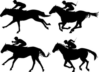 Racing Horses Silhouettes Vector Image