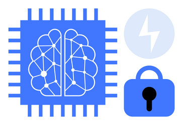 brain with neural network in microchip vector image