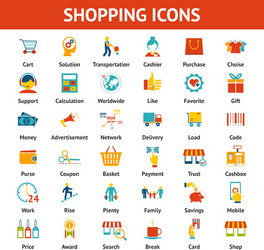 Colored shopping icons vector