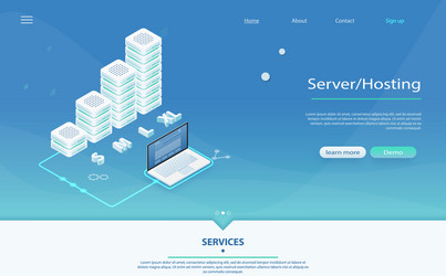 Data Center Network & Server Connection vector image