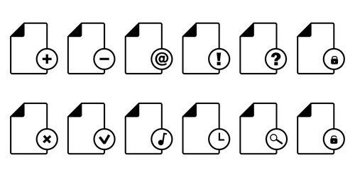 files icon set browser documents word mark vector image