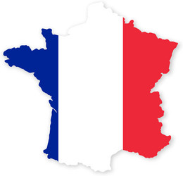 france map in flag with shadow on white background vector image