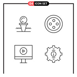 set 4 line style icons for web and mobile vector image