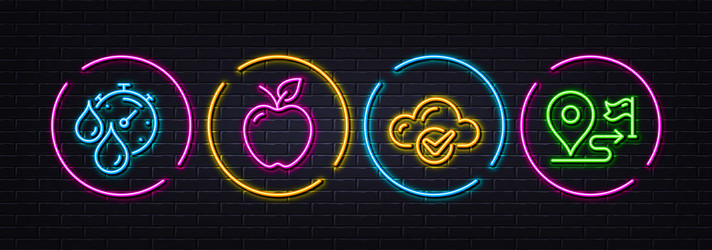 timer cloud computing and apple minimal line vector image