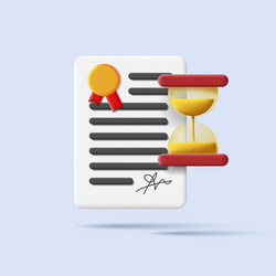 3d icon of a document like contract with signature vector