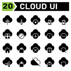 cloud user interface icon set include upload vector image