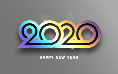 Happy new year 2020 text design lettering vector