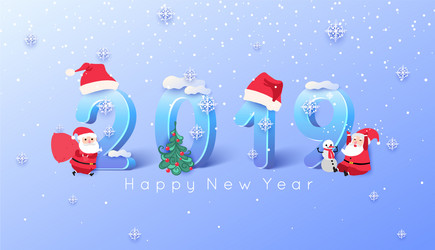 2019 merry christmas and happy new year background vector