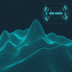 computer generated binary code landscape on black vector image