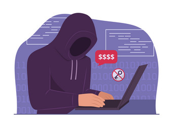 hacker hacking laptop for cyber crime concept vector image