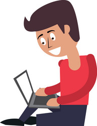 man using computer vector image