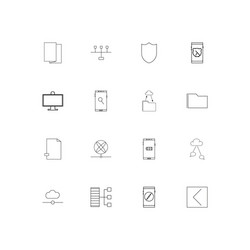 network and database simple linear icons set vector image