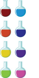round flask filled in with different color vector image