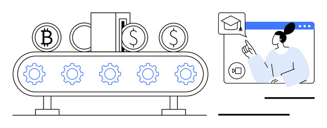 automation process converting cryptocurrency vector image