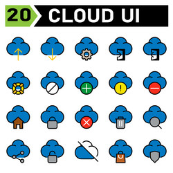 cloud user interface icon set include upload vector image