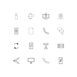 network and database simple linear icons set vector image