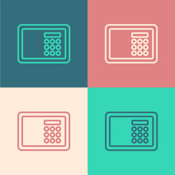 Pop art line safe icon isolated on color vector