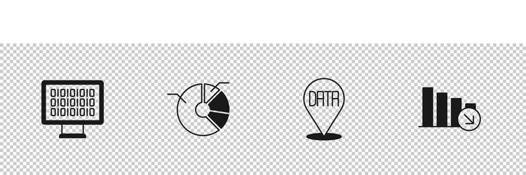 set binary code pie chart infographic data vector image