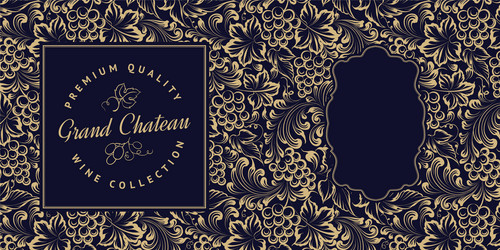 Elegant Wine Background with Grape Pattern vector image