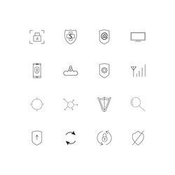 internet security linear thin icons set outlined vector image