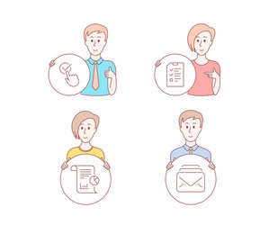 interview report and checkbox icons mail sign vector image