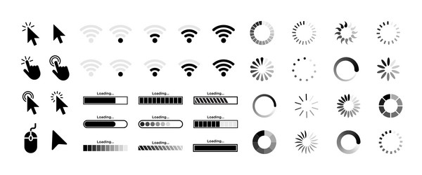 loading icon cursor hand click wifi sign buffer vector image